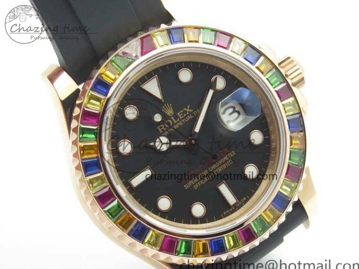 0209 GoodFit Yacht-Master 40mm 116695SATS BP Maker Best Edition Crystal Bezel On Black Rubber Strap Swiss ETA 3555